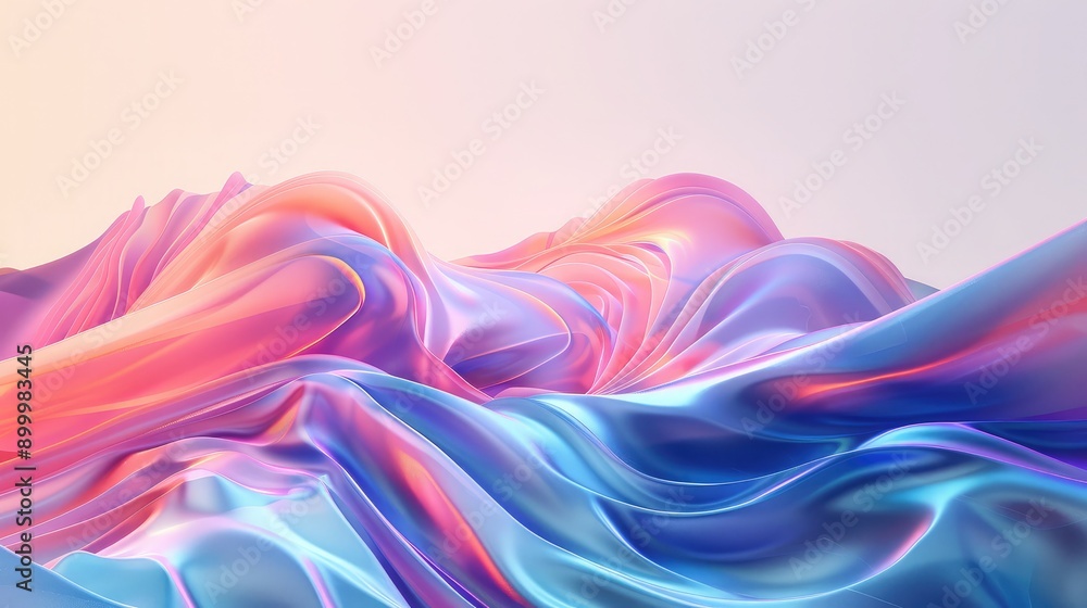 Poster fluid 3d waveforms with a gradient color scheme, representing advanced technology and motion.