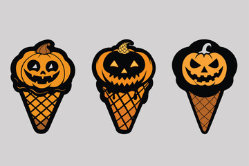 pumpkin Halloween ice cream vector