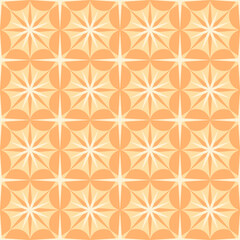 Geometric seamless pattern of orange square tiles. Traditional decorative ornate azulejos. Abstract vintage background. Vector illustration.