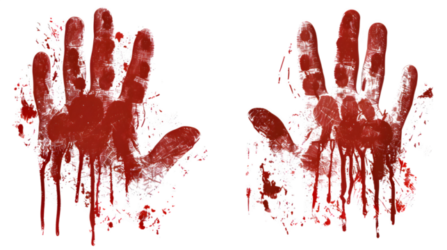 Vector Blood Handprint, Graphic Illustrative for Halloween, Creepy and Intense Horror Design Element, png file, isolated on white