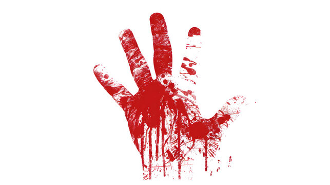 Vector Blood Handprint, Graphic Illustrative for Halloween, Creepy and Intense Horror Design Element, png file, isolated on white