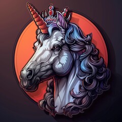 Majestic Unicorn with Crown Illustration
