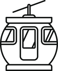 Minimalist icon design of a cable car moving up a mountain