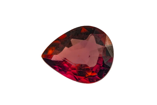 natural red sapphire gem on the isolated white background