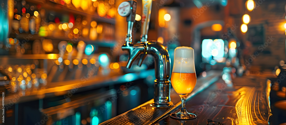 Poster image showing a beer tap in a pub with copy space image available.