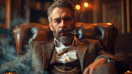 Old Money Fashion,  man in a business suit with a cigar