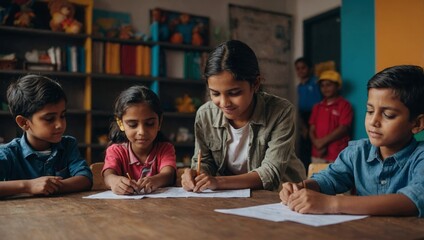 Indian schoolchildren at classroom