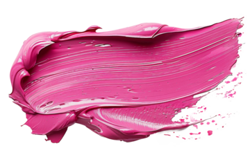 thick pink and purple acrylic oil paint brush stroke on transparent png background isolated