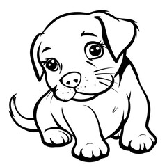 Fototapeta premium cute dog coloring page for children and adults, fairy tale