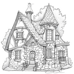 Naklejka premium Fairy tale castle coloring page for children