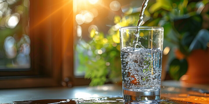 Highlighting the significance of clean safe drinking water with advanced filtration. Concept Clean Water Access, Safe Drinking Water, Advanced Filtration, Water Quality, Public Health