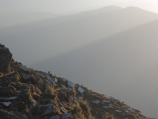 Aerial panorama of the Himalayas during a paragliding flight from Bir Billing to Dharamsala, Himachal Pradesh, India. Stunning mountain views in the heart of the Himalayas.