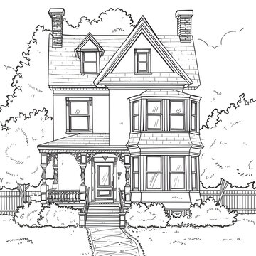 Normal house coloring page for children