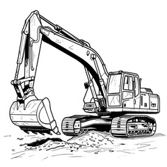simple Excavator a children's coloring page