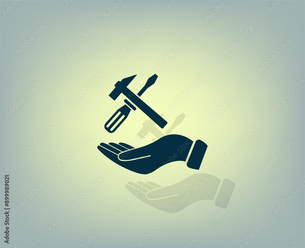 Poster vector illustration with shadow on gradient background