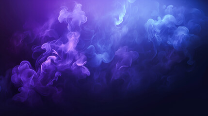 Abstract Blue and Purple Smoke Swirls on a Deep Blue Background