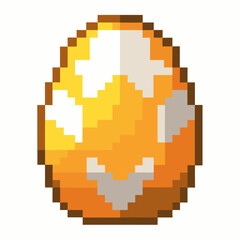 Obraz premium A pixelated yellow egg with a white stripe