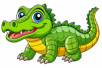Fototapeta premium Funny Crocodile Cartoon Vector Illustration Clipart And Line Art Design, Funny crocodile cartoon vector, perfect for clipart, illustrations, and line art designs 