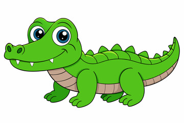 Naklejka premium Funny Crocodile Cartoon Vector Illustration Clipart And Line Art Design, Funny crocodile cartoon vector, perfect for clipart, illustrations, and line art designs 