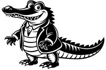 Funny Crocodile Cartoon Vector Illustration Clipart And Line Art Design, Funny crocodile cartoon vector, perfect for clipart, illustrations, and line art designs
