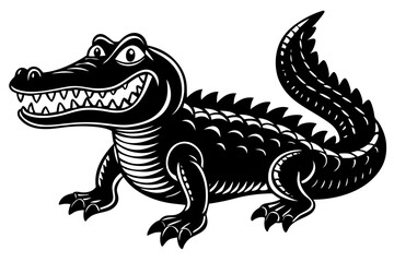 Funny Crocodile Cartoon Vector Illustration Clipart And Line Art Design, Funny crocodile cartoon vector, perfect for clipart, illustrations, and line art designs
