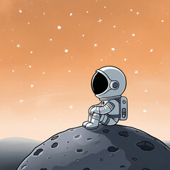 Fototapeta premium Unique illustration of a cartoon astronaut