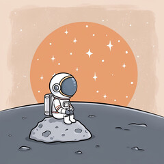 Fototapeta premium Illustration of an astronaut design on the moon