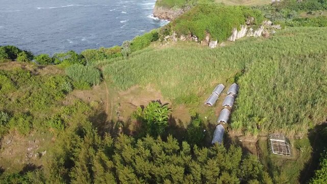acean top view with small island