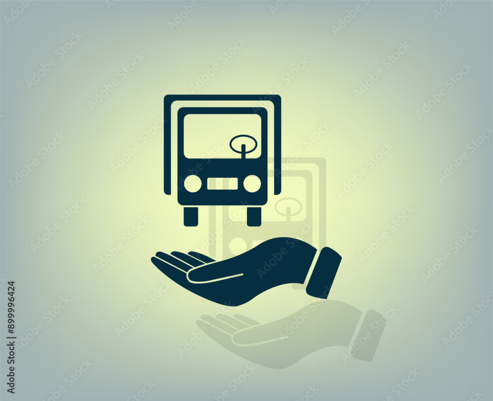 Poster vector illustration with shadow on gradient background