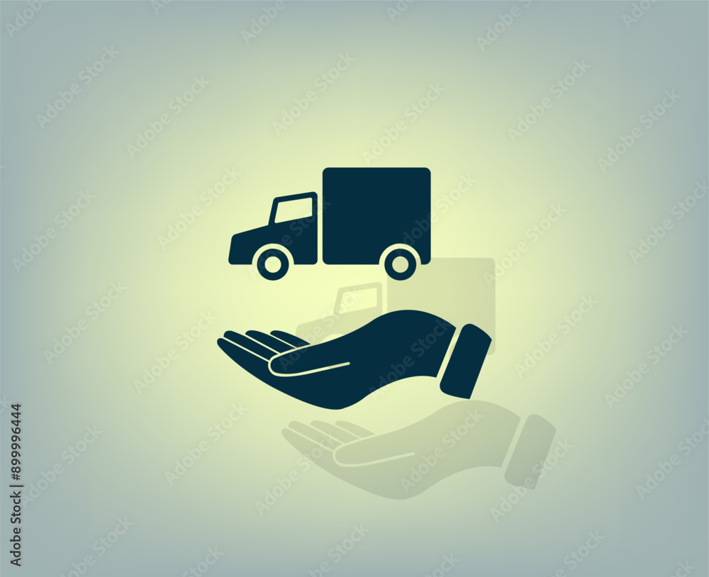 Poster vector illustration with shadow on gradient background
