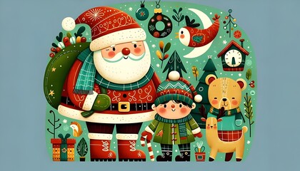 Santa y su pequeño ayudante