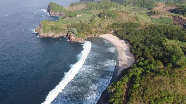 acean top view with small island