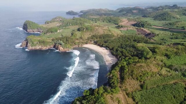 acean top view with small island
