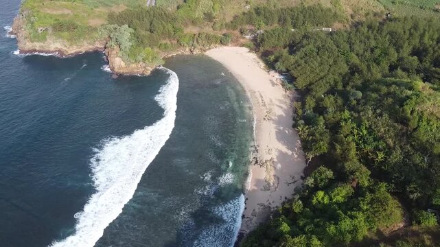 acean top view with small island