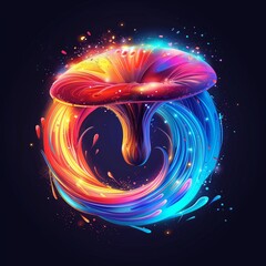 Colorful psychedelic mushroom illustration