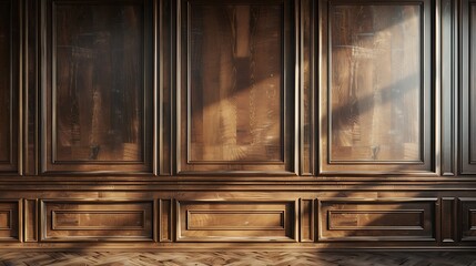 Wooden Wall Paneling with Sunbeams