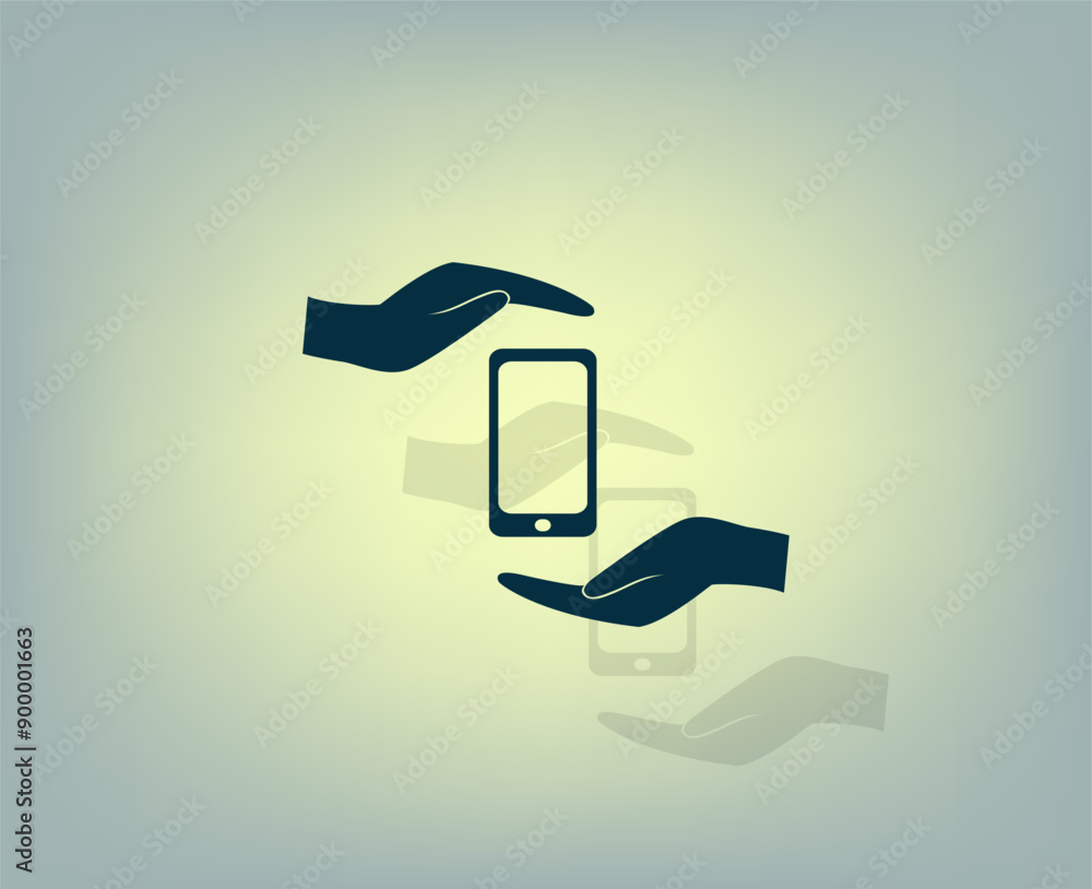 Poster vector illustration with shadow on gradient background