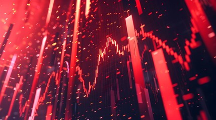 Fototapeta premium Dramatic Market Crash Visualization with Plunging Graph and Red Arrows