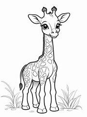 Naklejka premium drawing to paint, cute baby giraffe