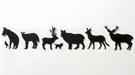Fototapeta premium Paper Cut Silhouettes of Diverse Animals in Modern Minimalist Aesthetic