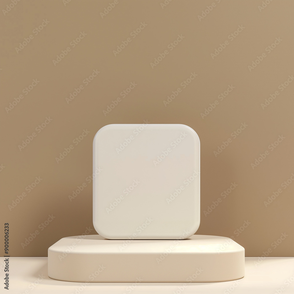 Poster minimalist square display podium with copy space on elegant beige background