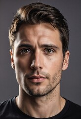 Fototapeta premium Man with Goatee in Black Shirt