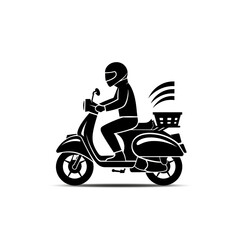 Fototapeta premium Person on Scooter with Helmet - Delivery Concept Illustration.