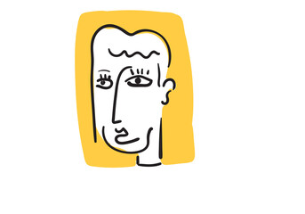 Hand drawn with yellow strokes, icon, doodle, cartoon, vector illustration.