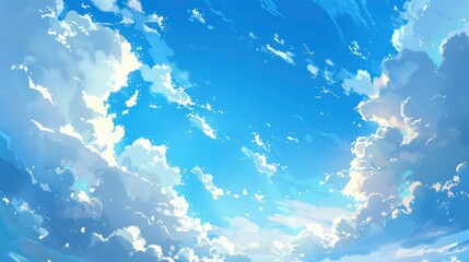 Sunset on blue sky. Blue sky with some clouds. blue sky clouds, summer skies, cloudy blue sky - generative ai