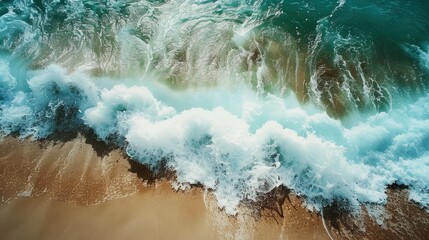 Fototapeta premium ocean breaks on shore - generative ai