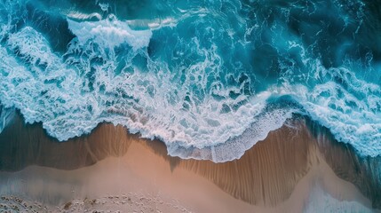 Fototapeta premium ocean breaks on shore - generative ai