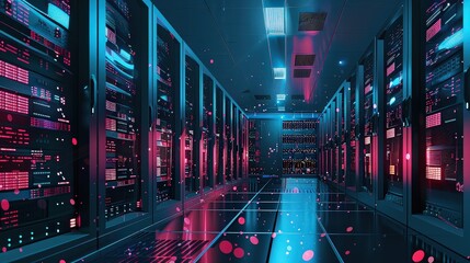 Modern Data Center with Digital Effects