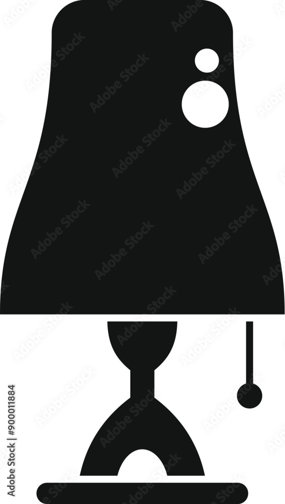 Poster simple black glyph icon of a modern table lamp with a switch button