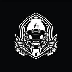 American football vector silhouette logo icon design black and white 